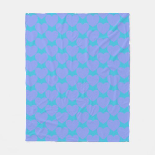 Cute Turquoise Blue and Periwinkle Heart Pattern  Fleece Blanket