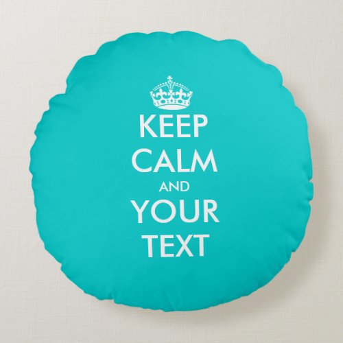 Cute turquoise blue keep calm zippered round pillow