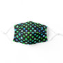 Cute Turquoise Blue Lime Green Polka Dots On Black Adult Cloth Face Mask