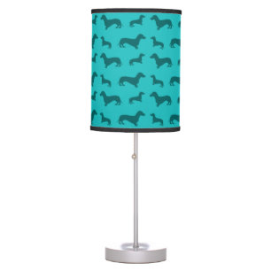 Cute turquoise dachshund pattern table lamp