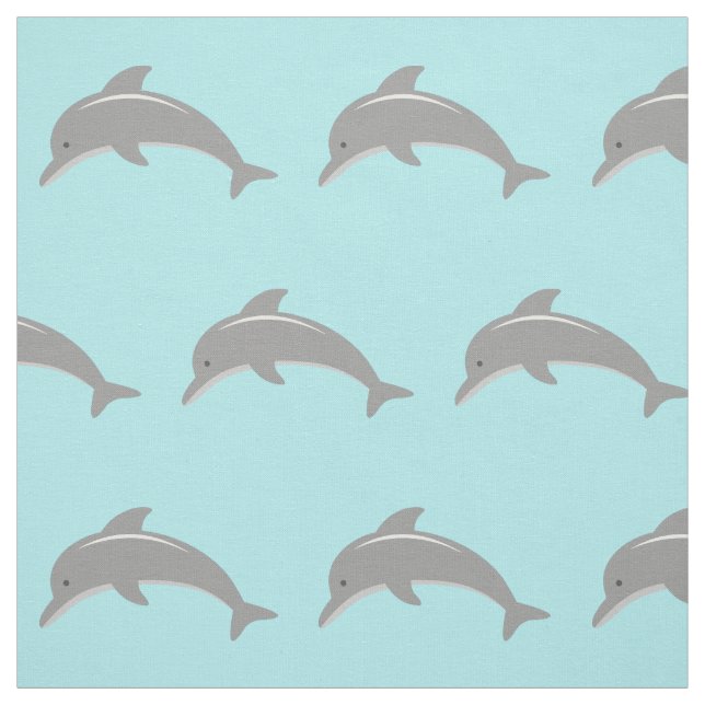 Cute turquoise dolphin pattern fabric DIY textile (Swatch)