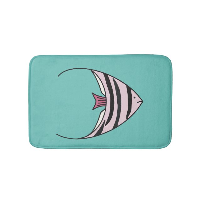 Cute Turquoise Fish Bath Mat (Front)