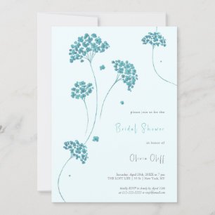 Cute Turquoise Flowers Bridal Shower Invitation