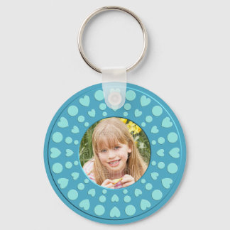 Cute turquoise heart frame template keychain