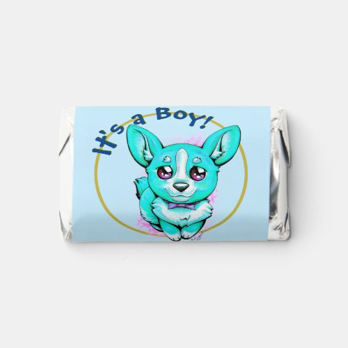 Cute Turquoise Its a Boy Corgi Puppy Dog Hersheys Miniatures