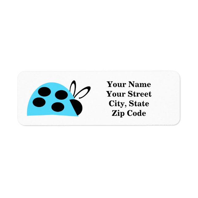 Cute Turquoise Ladybug Label (Front)