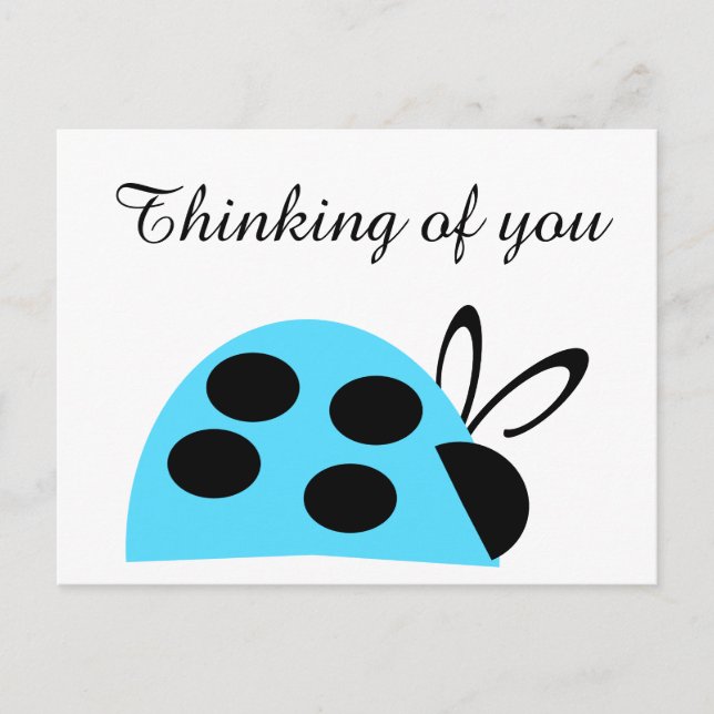 Cute Turquoise Ladybug Thinking Of You Postcard (Front)