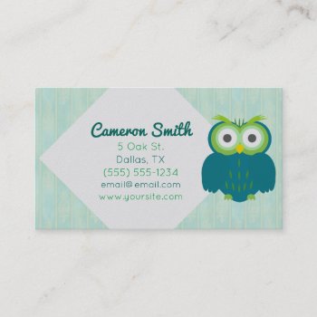 Cute Turquoise Owl Business Cards by retroflavor at Zazzle