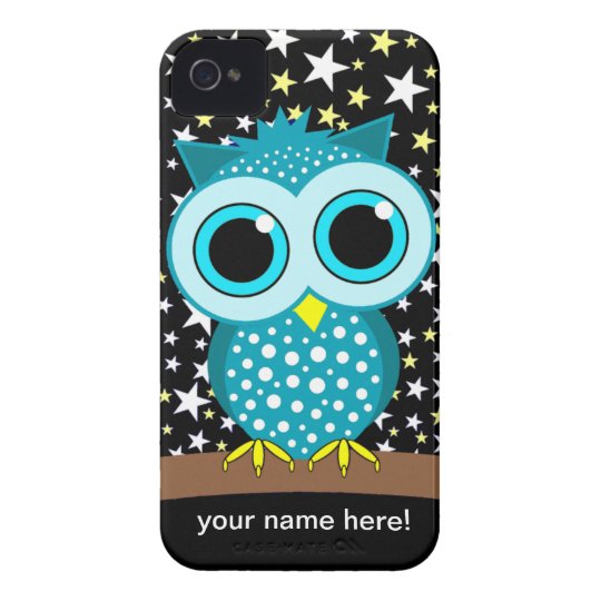 Cute Turquoise Owl Iphone 4 Case Mate Case 3214