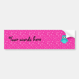 Cute turquoise owl pink stars bumper sticker
