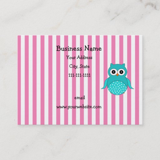 Customizable Cute turquoise owl stripes business card template