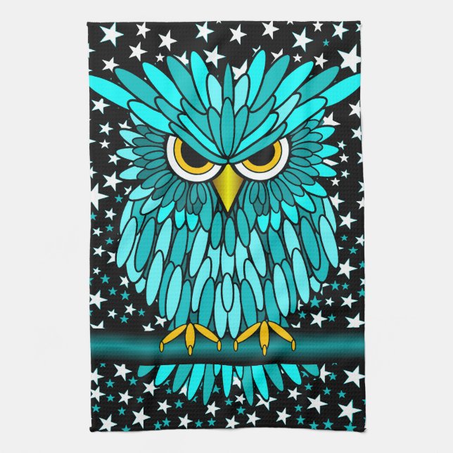 cute turquoise owl towel (Vertical)