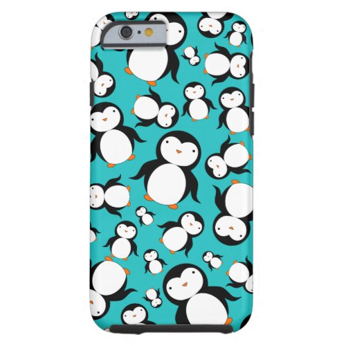 Cute turquoise penguin pattern tough iPhone 6 case
