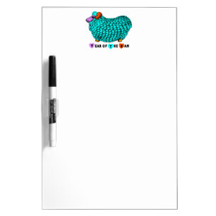 Cute Turquoise Ram Chinese Year Zodiac Erase Board