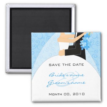 Cute Turquoise Save The Date Magnets by PMCustomWeddings at Zazzle