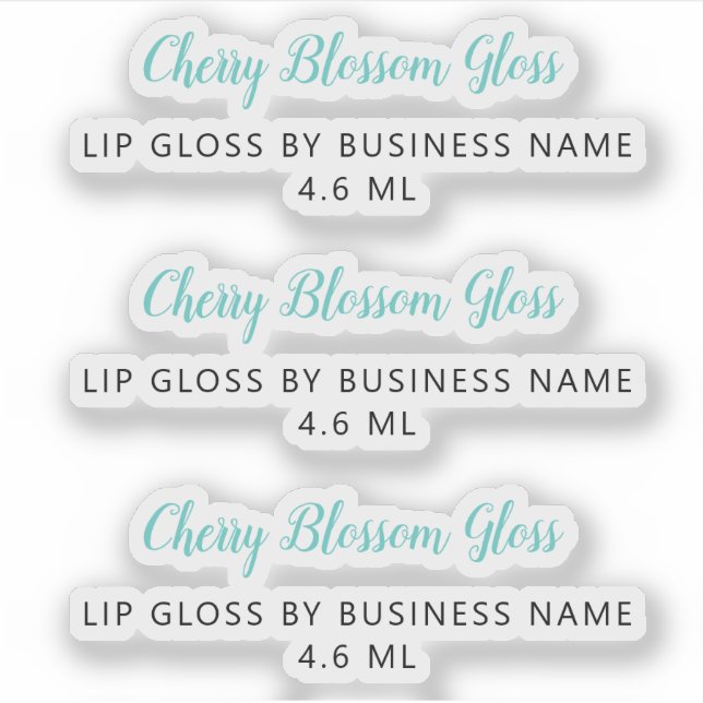 Cute Turquoise Script Clean Lip Gloss Makeup Sticker (Front)