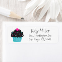 Cute Turquoise Sprinkle Cupcake Girls Label