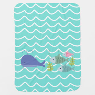Cute Turquoise Whale & Fishy Baby and Kids Blanket