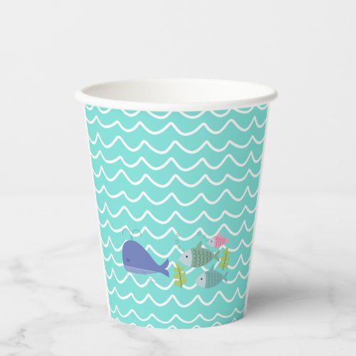 Cute Turquoise Whale  Fishy Paper Cups