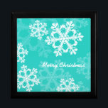 Cute turquoise white Christmas snowflakes Gift Box<br><div class="desc">Lovely,  modern and trendy pattern with white snowflakes on a colorful background. Perfect Christmas gift.</div>