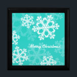 Cute turquoise white Christmas snowflakes Gift Box<br><div class="desc">Lovely,  modern and trendy pattern with white snowflakes on a colorful background. Perfect Christmas gift.</div>