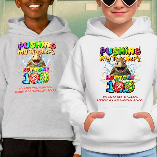 Cute Turtle 100 Days Pushing Teacher's Buttons Hoodie (Creator Uploaded)