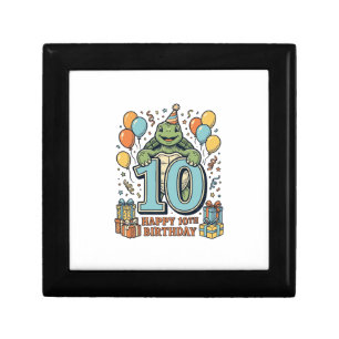Cute Turtle 10th Birthday Vintage Party Design_1 Gift Box