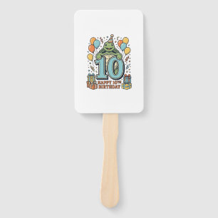Cute Turtle 10th Birthday Vintage Party Design_1 Hand Fan