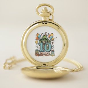 Cute Turtle 10th Birthday Vintage Party Design_1 Pocket Watch