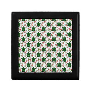 Cute Turtle and Floral Seamless Pattern  Gift Box