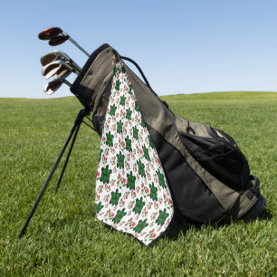 Cute Turtle and Floral Seamless Pattern Golf Towel