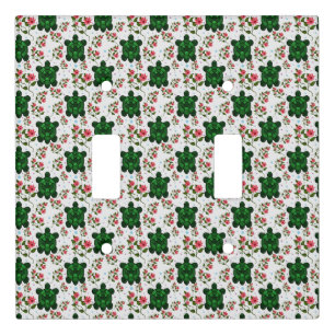 Cute Turtle and Floral Seamless Pattern  Light Switch Cover