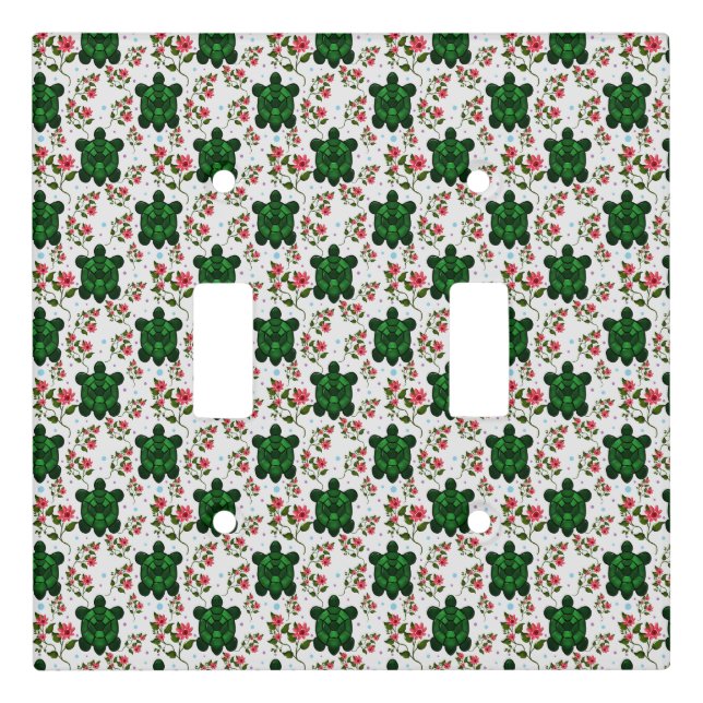 Cute Turtle and Floral Seamless Pattern  Light Switch Cover (Front)