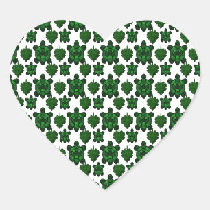 Cute turtle and leaves pattern heart sticker