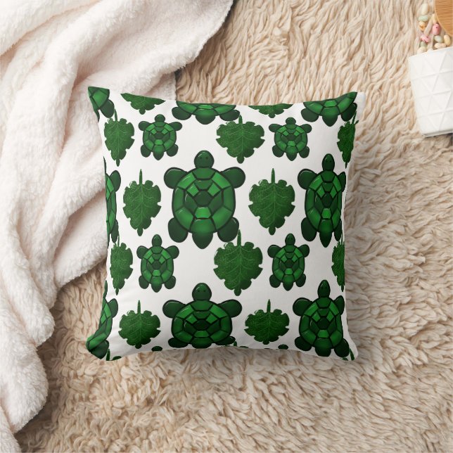 Cute turtle and leaves pattern  throw pillow (Blanket)