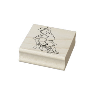 Cute Turtle and Mouse Friendship Rubber Stamp