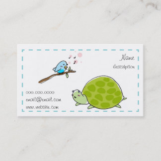 cute turtle and singing bird business card