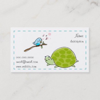 Cute Turtle And Singing Bird Business Card by MoonBunnyDesigns at Zazzle
