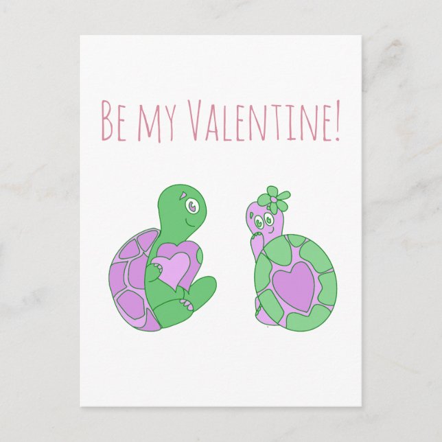 Cute Turtle Anniversary / Valentines Day  Holiday Postcard (Front)