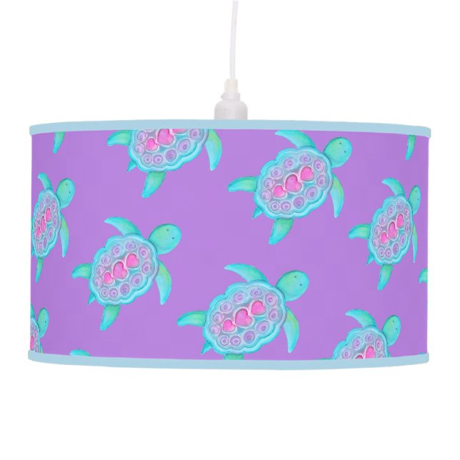 Cute turtle art patterned kids girls graphic lamp (Front)