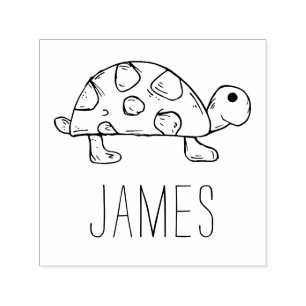 Cute Turtle Art with Custom Name Pre Inked Self-inking Stamp