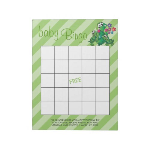 Cute Turtle Baby Shower _ Bingo Game Notepad