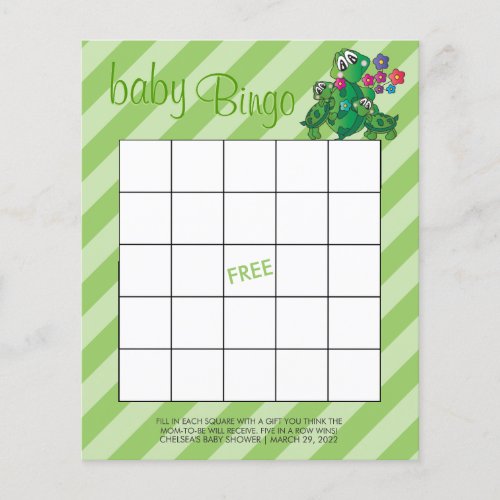 Cute Turtle  Baby Shower Game _ Bingo Flyer