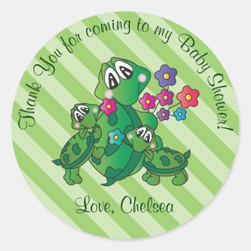 Cute Turtle Baby Shower Theme Classic Round Sticker
