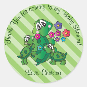 Cute Turtle Baby Shower Theme Classic Round Sticker
