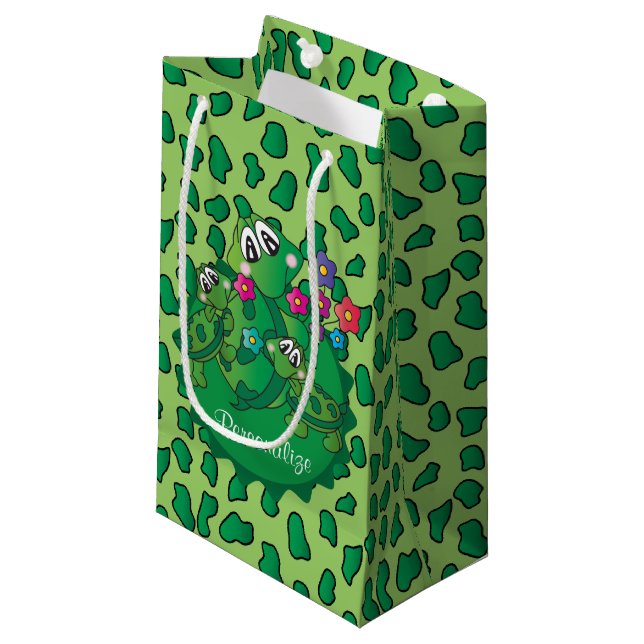 Cute Turtle Baby Shower Theme Small Gift Bag (Front Angled)