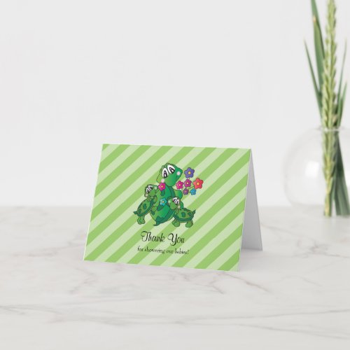 Cute Turtle Baby Shower Theme Thank You Card