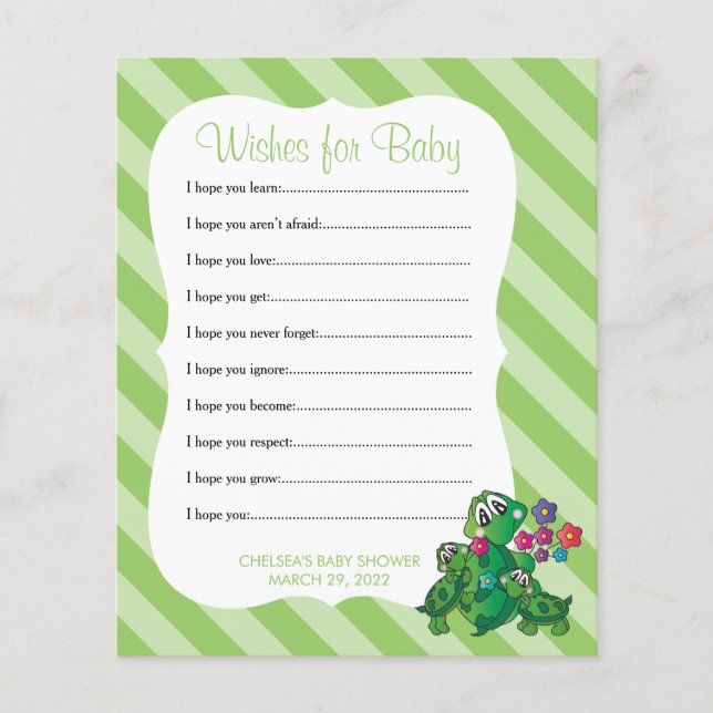 Cute Turtle Baby Shower - Wishes Flyer (Front)