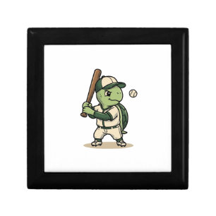 Cute Turtle Baseball Batter Vintage Vector Art_1 Gift Box