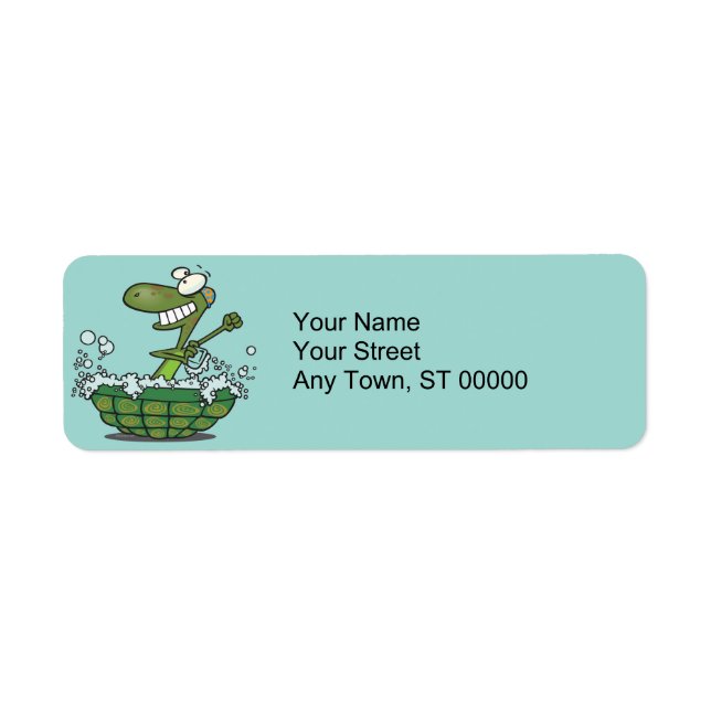 cute turtle bathing in his shell tub scrub a dub label (Front)